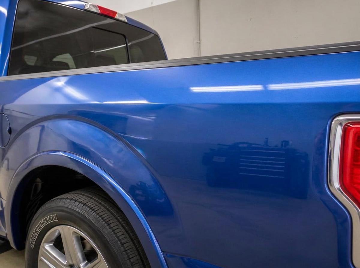 Ford F-150 — bed side — after paintless dent repair
