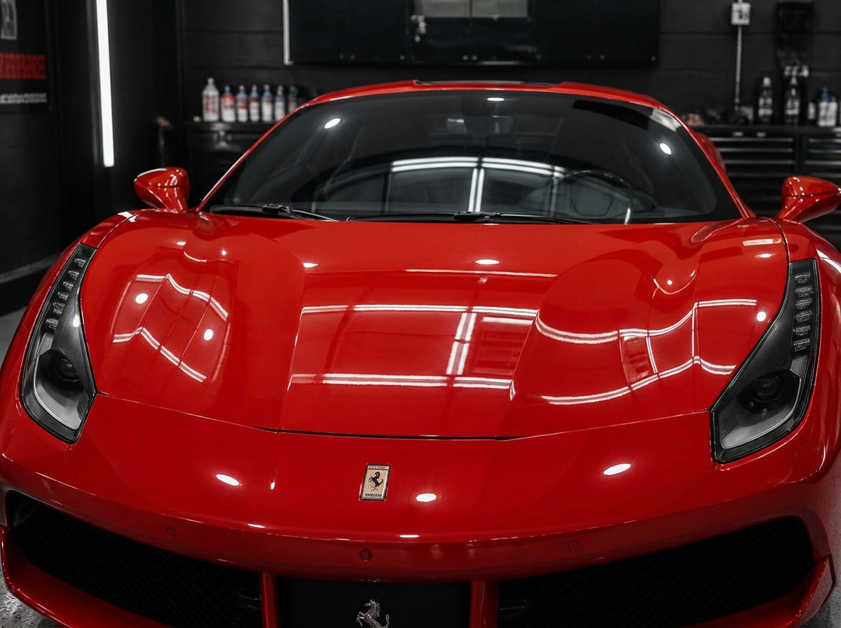 Ferrari 488 — hood & roof — after paintless dent repair